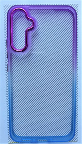Луксозен твърд гръб  кристално прозрачен за Samsung Galaxy A34 5G SM-A346B лилаво син кант 